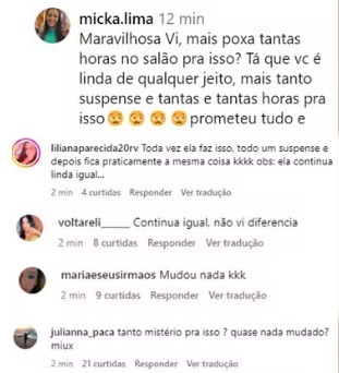 Virgínia recebe comentários sobre novo visual 