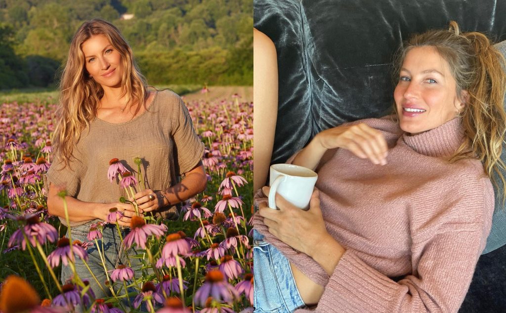 Gisele Bündchen com peças de vestuário slow morning