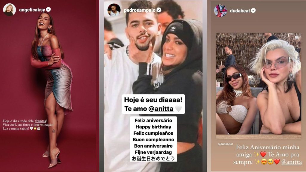 Anitta recebe homenagem de amigos famosos