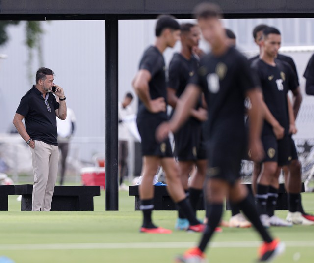 Augusto Melo durante treino do Corinthians