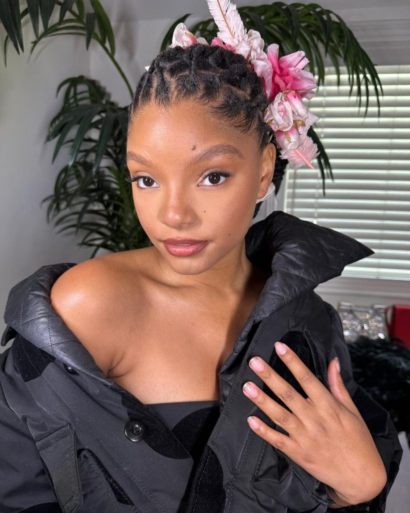 Halle Bailey  posando em self