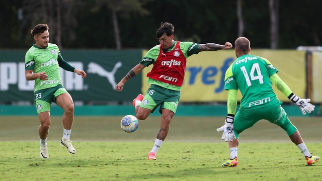 Jogadores do Palmeiras em treino