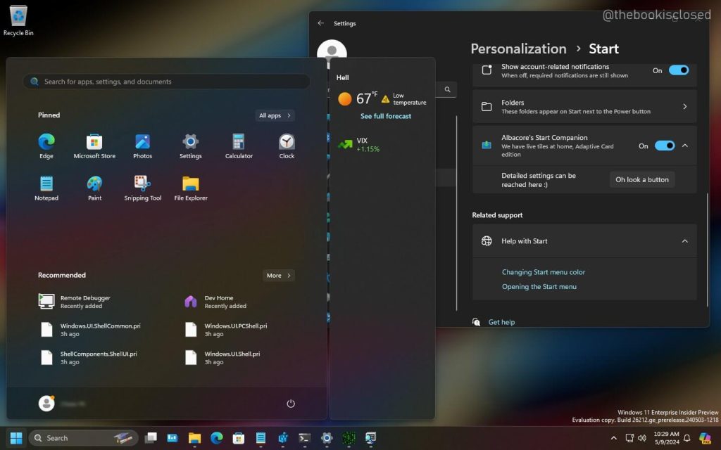 Menu Iniciar do Windows 11 apresenta novo bloco com informações para usuários beta.