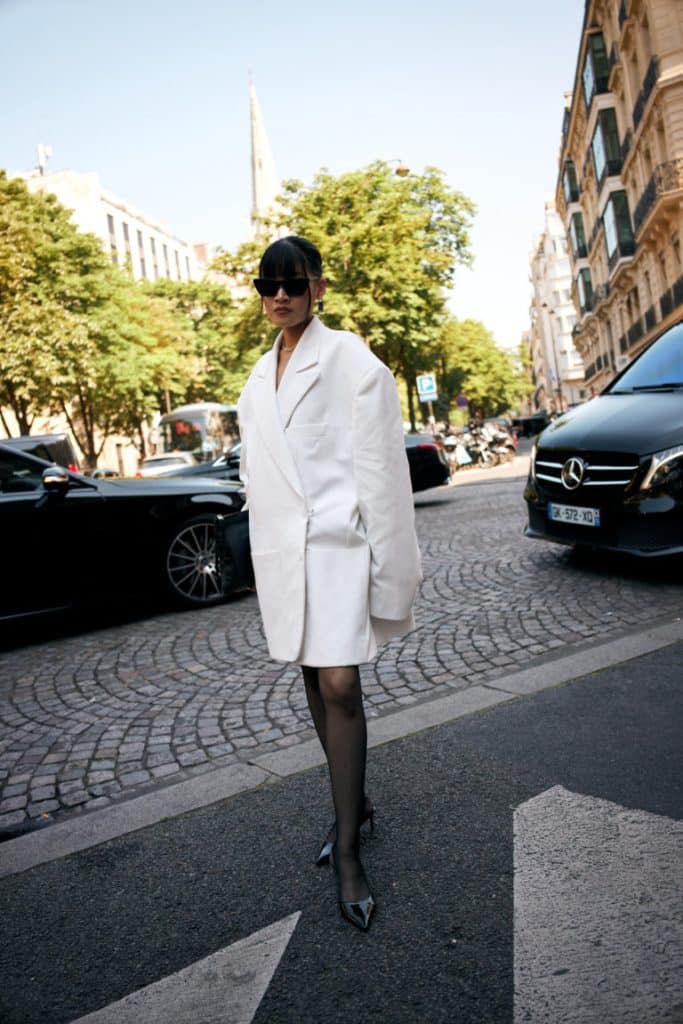 Blazer oversized no street style da PFW