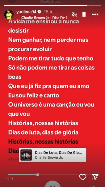 Com letra de musica motivacional Yuri Lima volta às redes sociais