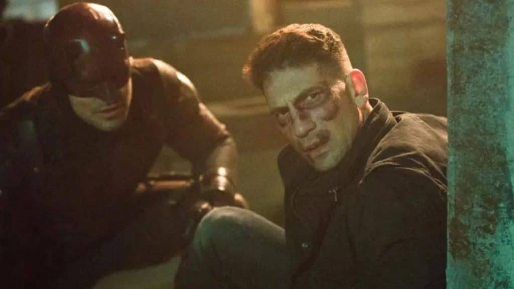 Charlie Cox como Demolidor e Jon Bernthal como Justiceiro.