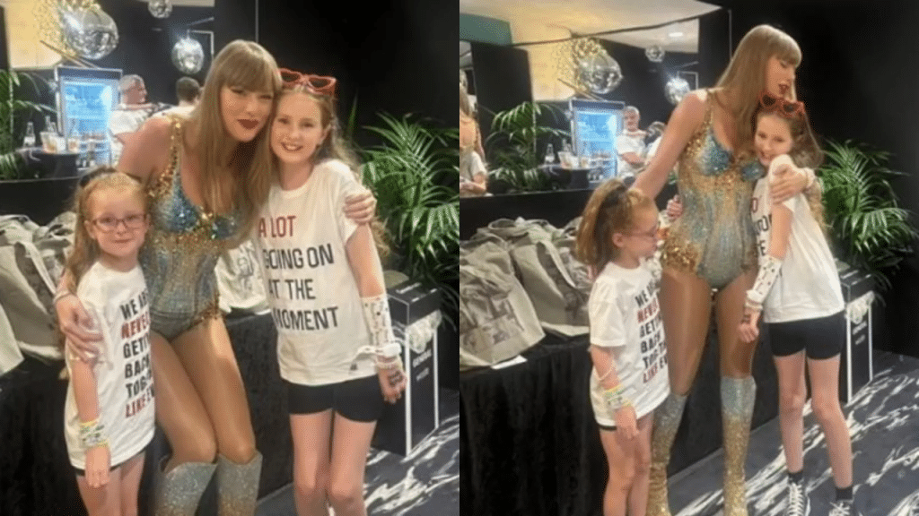 Taylor Swift com as meninas que foram vítimas do ataque em Southport 